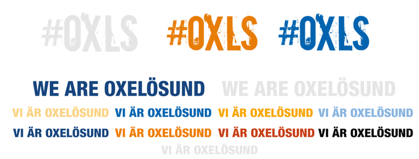 #Oxls, WE ARE OXELÖSUND och VI ÄR OXELÖSUND i olika färger.
